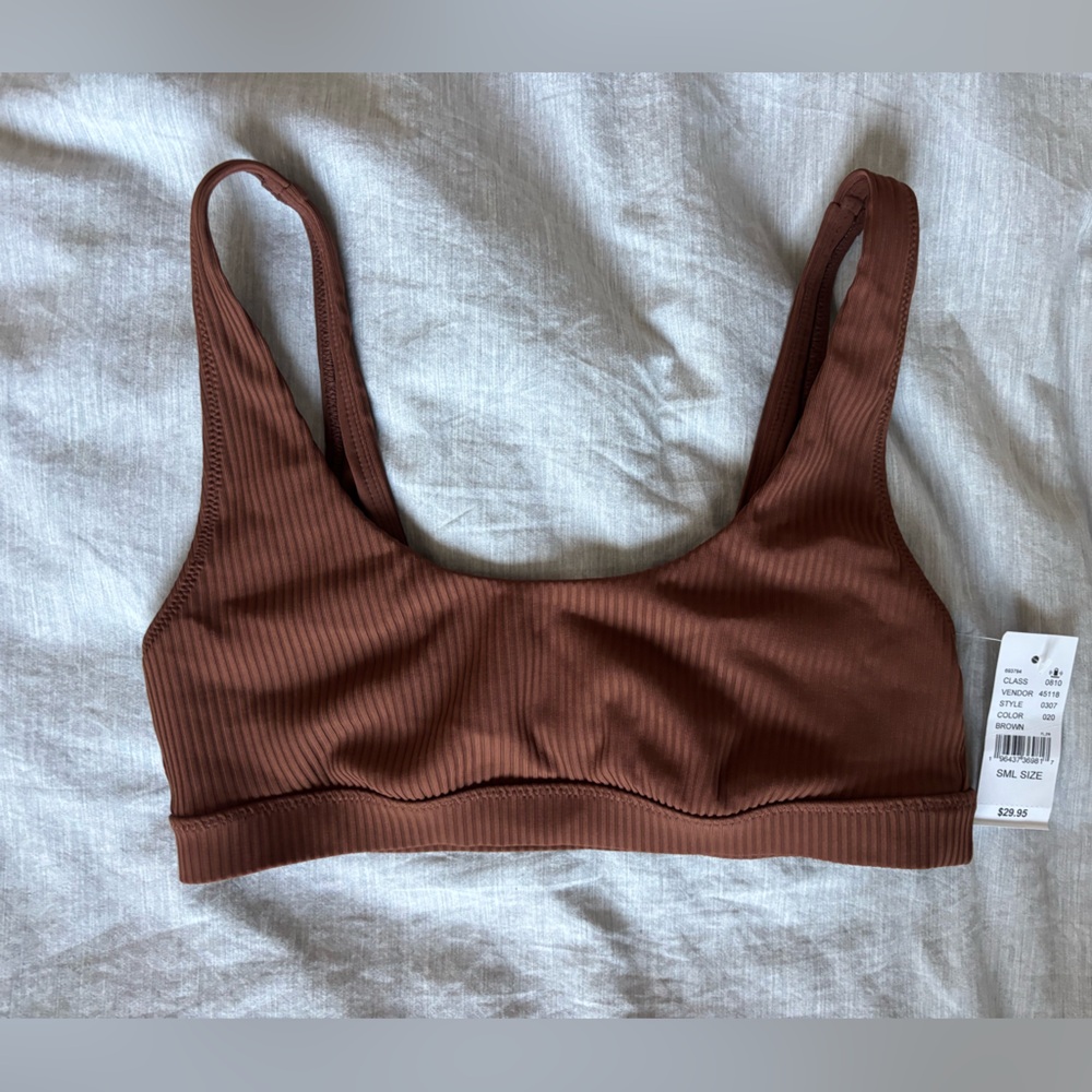 Pacsun Brown Ribbed Bikini Top, new with tags